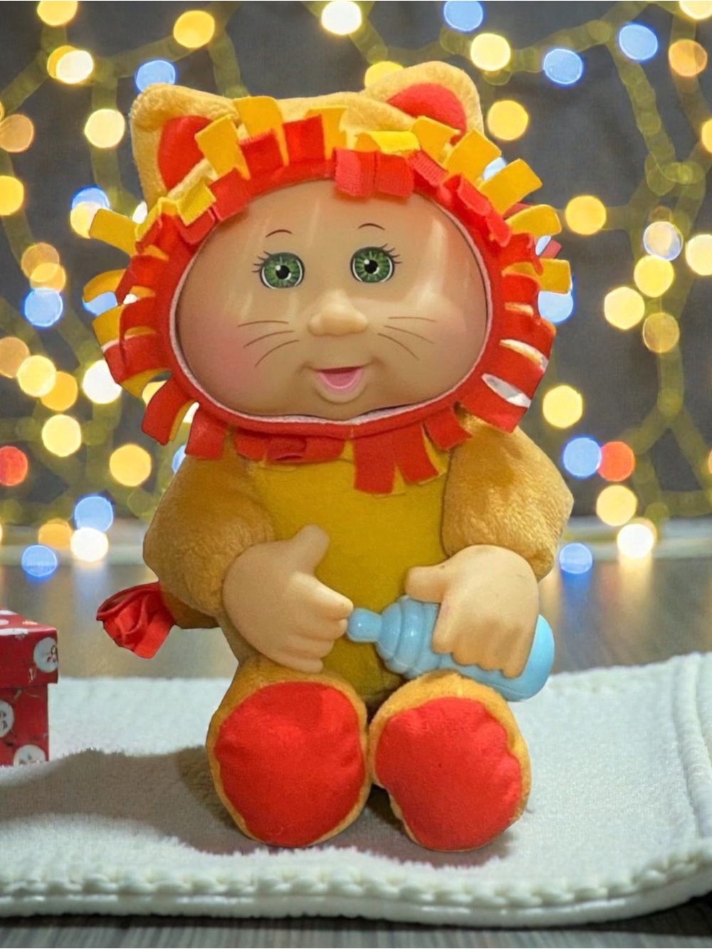 Cabbage Patch Kids Cuties Lion Plush Doll Baby Bottle Green Eyes 2014 Jakks CPK